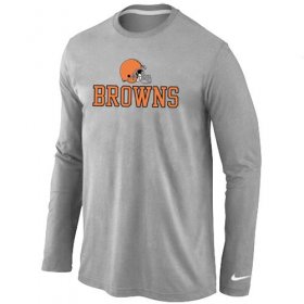 Wholesale Cheap Nike Cleveland Browns Authentic Logo Long Sleeve T-Shirt Grey