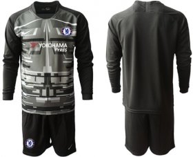 Wholesale Cheap Chelsea Blank Black Goalkeeper Long Sleeves Soccer Club Jersey
