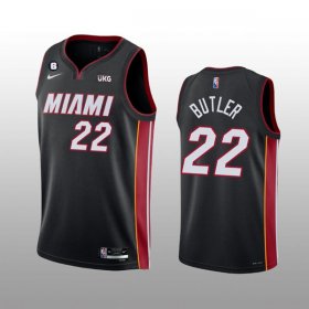 Wholesale Cheap Men\'s Miami Heat #22 Jimmy Butler Black With NO.6 Patch Stitched Jersey