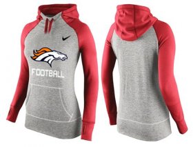 Wholesale Cheap Women\'s Nike Denver Broncos Performance Hoodie Grey & Red_1
