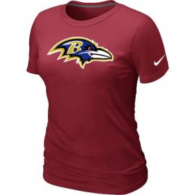 Wholesale Cheap Women\'s Nike Baltimore Ravens Logo NFL T-Shirt Red