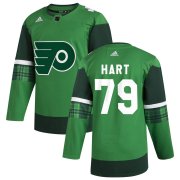 Wholesale Cheap Philadelphia Flyers #79 Carter Hart Men's Adidas 2020 St. Patrick's Day Stitched NHL Jersey Green