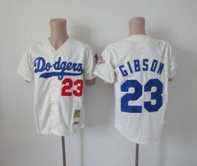 Wholesale Cheap Mitchell And Ness Dodgers #23 Kirk Gibson Cream Throwback Stitched MLB Jersey