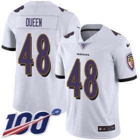 Wholesale Cheap Nike Ravens #48 Patrick Queen White Men\'s Stitched NFL 100th Season Vapor Untouchable Limited Jersey
