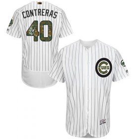 Wholesale Cheap Cubs #40 Willson Contreras White(Blue Strip) Flexbase Authentic Collection Memorial Day Stitched MLB Jersey