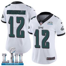 Wholesale Cheap Nike Eagles #12 Randall Cunningham White Super Bowl LII Women\'s Stitched NFL Vapor Untouchable Limited Jersey