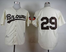 Wholesale Cheap Mitchell And Ness 1953 Browns #29 Satchel Paige Cream Throwback Stitched MLB Jersey