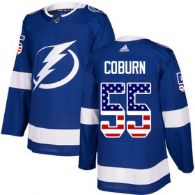 Wholesale Cheap Adidas Lightning #55 Braydon Coburn Blue Home Authentic USA Flag Stitched NHL Jersey
