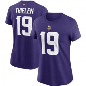 Wholesale Cheap Minnesota Vikings #19 Adam Thielen Nike Women\'s Team Player Name & Number T-Shirt Purple