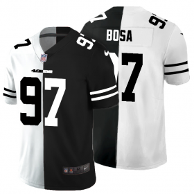 Cheap San Francisco 49ers #97 Nick Bosa Men\'s Black V White Peace Split Nike Vapor Untouchable Limited NFL Jersey