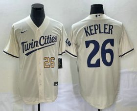 Wholesale Cheap Men\'s Minnesota Twins #26 Max Kepler Number Cream 2022 City Connect Cool Base Stitched Jersey