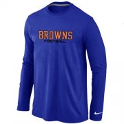 Wholesale Cheap Nike Cleveland Browns Authentic Font Long Sleeve T-Shirt Blue