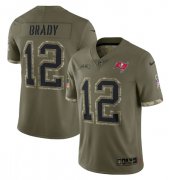 Wholesale Cheap Men's Tampa Bay Buccaneers #12 Tom Brady 2022 Olive Salute To Service Limited Stitched Jersey