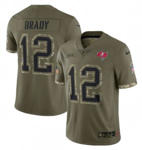 Wholesale Cheap Men\'s Tampa Bay Buccaneers #12 Tom Brady 2022 Olive Salute To Service Limited Stitched Jersey