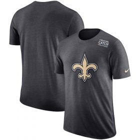 Wholesale Cheap NFL Men\'s New Orleans Saints Nike Anthracite Crucial Catch Tri-Blend Performance T-Shirt