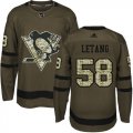 Wholesale Cheap Adidas Penguins #58 Kris Letang Green Salute to Service Stitched Youth NHL Jersey