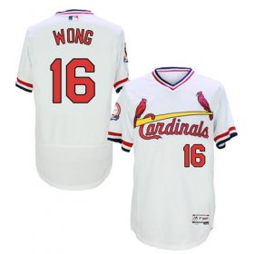 Wholesale Cheap Cardinals #16 Kolten Wong White Flexbase Authentic Collection Cooperstown Stitched MLB Jersey