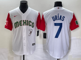 Wholesale Cheap Men's Mexico Baseball #7 Julio Urias Number 2023 White Red World Classic Stitched Jersey