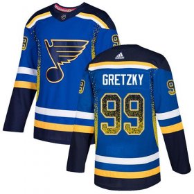 Wholesale Cheap Adidas Blues #99 Wayne Gretzky Blue Home Authentic Drift Fashion Stitched NHL Jersey