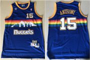 Wholesale Cheap Denver Nuggets #15 Carmelo Anthony Blue Rainbow Swingman Throwback Jersey