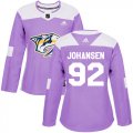 Wholesale Cheap Adidas Predators #92 Ryan Johansen Purple Authentic Fights Cancer Women's Stitched NHL Jersey