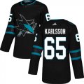 Wholesale Cheap Adidas Sharks #65 Erik Karlsson Black Alternate Authentic Stitched Youth NHL Jersey