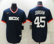 Wholesale Cheap Men's Chicago White Sox #45 Michael Jordan Navy Blue Cooperstown Collection Cool Base Stitched Nike Jersey
