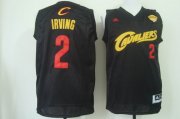 Wholesale Cheap Men's Cleveland Cavaliers #2 Kyrie Irving 2016 The NBA Finals Patch Black With Red Fashion Jersey