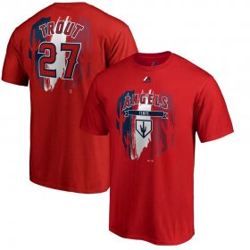 Wholesale Cheap Los Angeles Angels #27 Mike Trout Majestic 2019 Spring Training Name & Number T-Shirt Red