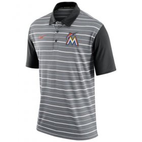 Wholesale Cheap Men\'s Miami Marlins Nike Gray Dri-FIT Stripe Polo