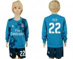 Wholesale Cheap Real Madrid #22 Isco Sec Away Long Sleeves Kid Soccer Club Jersey