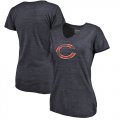 Wholesale Cheap Women's Chicago Bears NFL Pro Line by Fanatics Branded Navy Distressed Team Logo Tri-Blend T-Shirt