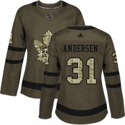 Wholesale Cheap Adidas Maple Leafs #31 Frederik Andersen Green Salute to Service Women's Stitched NHL Jersey
