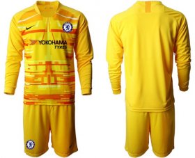 Wholesale Cheap Chelsea Blank Yellow Goalkeeper Long Sleeves Soccer Club Jersey