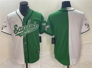 Men's Philadelphia Eagles Blank Green White Split Cool Base Stitched Baseball Jersey