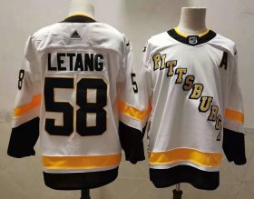 Wholesale Cheap Men\'s Pittsburgh Penguins #58 Kris Letang White Adidas 2020-21 Stitched NHL Jersey
