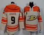 Wholesale Cheap Ducks #9 Paul Kariya Cream/Orange Sawyer Hooded Sweatshirt Stitched NHL Jersey