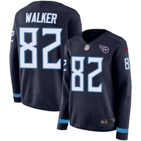 Wholesale Cheap Nike Titans #82 Delanie Walker Navy Blue Team Color Women\'s Stitched NFL Limited Therma Long Sleeve Jersey