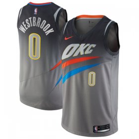Wholesale Cheap Nike Oklahoma City Thunder #0 Russell Westbrook Gray NBA Swingman City Edition Jersey