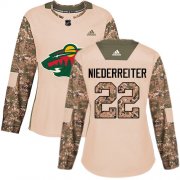 Wholesale Cheap Adidas Wild #22 Nino Niederreiter Camo Authentic 2017 Veterans Day Women's Stitched NHL Jersey