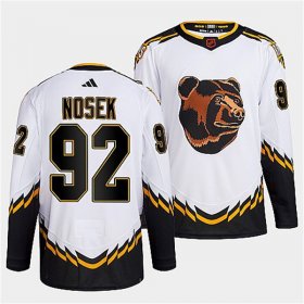 Wholesale Cheap Men\'s Boston Bruins #92 Tomas Nosek 2022 White Reverse Retro Stitched Jersey