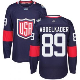 Wholesale Cheap Team USA #89 Justin Abdelkader Navy Blue 2016 World Cup Stitched Youth NHL Jersey