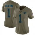 Wholesale Cheap Nike Panthers #1 Cam Newton Olive Women's Stitched NFL Limited 2017 Salute to Service Jersey