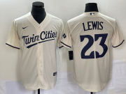Wholesale Cheap Men's Minnesota Twins #23 Royce Lewis Cream Cool Base Stitched Baseball Jersey