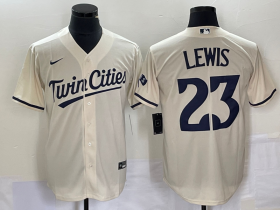 Wholesale Cheap Men\'s Minnesota Twins #23 Royce Lewis Cream Cool Base Stitched Baseball Jersey