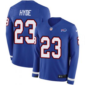 Wholesale Cheap Nike Bills #23 Micah Hyde Royal Blue Team Color Men\'s Stitched NFL Limited Therma Long Sleeve Jersey
