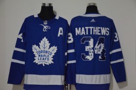 Wholesale Cheap Men\'s Toronto Maple Leafs #34 Auston Matthews Royal Blue With Team Logo Adidas Stitched NHL Jersey