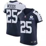 Wholesale Cheap Nike Cowboys #25 Xavier Woods Navy Blue Thanksgiving Men's Stitched With Established In 1960 Patch NFL Vapor Untouchable Throwback Elite Jersey