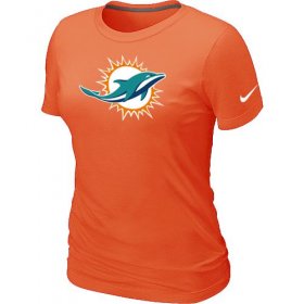 Wholesale Cheap Women\'s Nike Miami Dolphins Logo NFL T-Shirt Orange