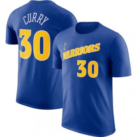 Cheap Men\'s Golden State Warriors #30 Stephen Curry Blue 2022-23 Name & Number T-Shirt